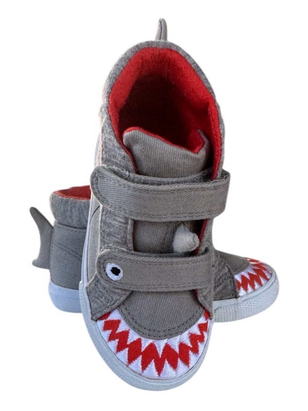 Cat & Jack Gray Shark High-Top Sneakers with Red Accent